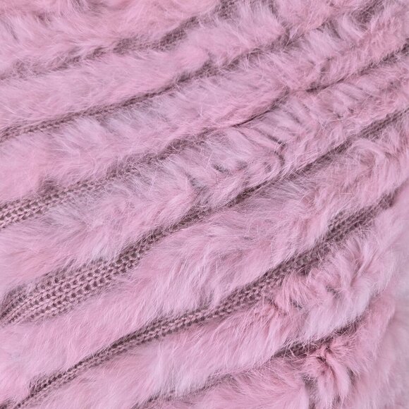 Jennyfer J Light Pink Rabbit Fur Poncho Adjustable Styles Casual Layer - Picture 2 of 8